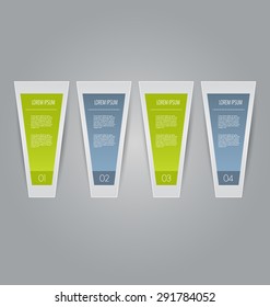 Infographic banner template for website design, presentation, brochure, flyer. Green and grey color tabs. Editable vector illustration.
