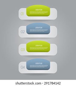 Infographic banner template for website design, presentation, brochure, flyer. Green and grey color tabs. Editable vector illustration.