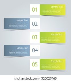 Infographic banner template for website design, presentation, brochure, flyer. Green and grey color tabs. Editable vector illustration.