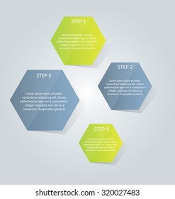 Infographic banner template for website design, presentation, brochure, flyer. Green and grey color tabs. Editable vector illustration.