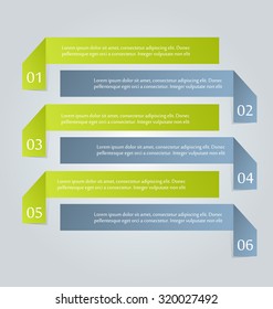 Infographic banner template for website design, presentation, brochure, flyer. Green and grey color tabs. Editable vector illustration.