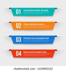 Infographic banners. Color labels with steps and options vector set. Illustration of banner label layout with numbers