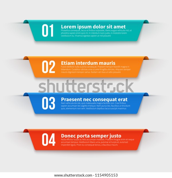 Infographic banners. Color labels with steps and\
options vector set. Illustration of banner label layout with\
numbers