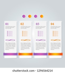 Infographic banners. Colorful web design tabs. Orange and purple color. Vector illustration.