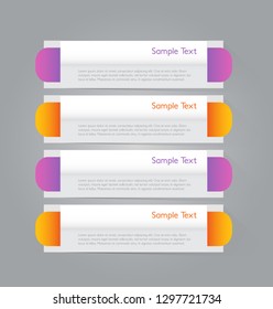 Infographic banners. Colorful web design tabs. Orange and purple color. Vector illustration.