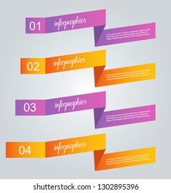 Infographic banners. Colorful web design tabs. Orange and purple color. Vector illustration.