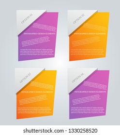 Infographic banners. Colorful web design tabs. Orange and purple color. Vector illustration.