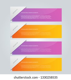 Infographic banners. Colorful web design tabs. Orange and purple color. Vector illustration.