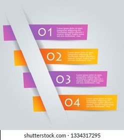 Infographic banners. Colorful web design tabs. Orange and purple color. Vector illustration.