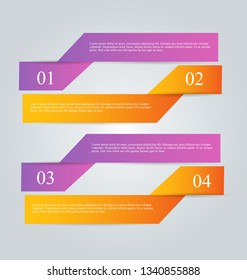 Infographic banners. Colorful web design tabs. Orange and purple color. Vector illustration.