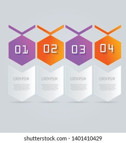 Infographic banners. Colorful web design tabs. Orange and purple color. Vector illustration.