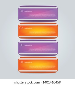 Infographic banners. Colorful web design tabs. Orange and purple color. Vector illustration.