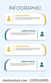 Infographic banners are connected in steps.