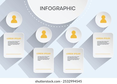 Infographic banners are connected in steps.