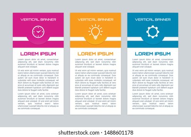 Infographic banners with different color options. Vertical banner set.