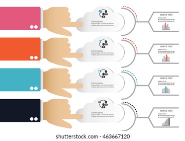 
Infographic banners Templates for Business.Vector design pointing hand  cloud element. 