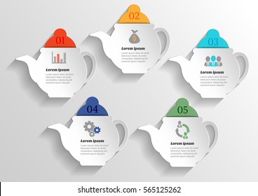 Infographic banners Templates for Business.Vector  tea pot design element. 
