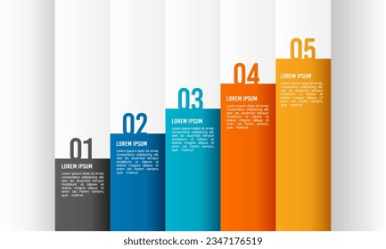 Infographic bar chart 5 steps business growth presentation. Vector illustration.