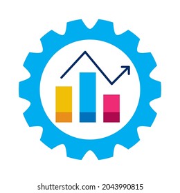 infographic bars chart in gear on white background