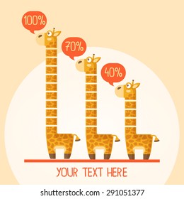 Infographic bars styled like giraffe long necks. For making your own infographic statistic in a cartoon style. God for children's theme in statistics.