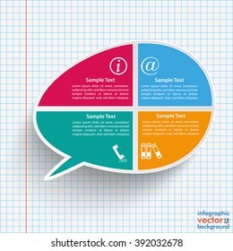 Infographic with bevel speech bubble on the checked paper background. Eps 10 vector file.