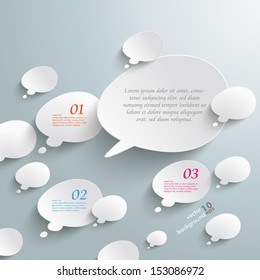 Infographic with bevel speech bubbles on the grey background. Eps 10 vector file.