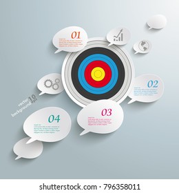 Infographic with bevel speech bubbles and target on the gray background. Eps 10 vector file.