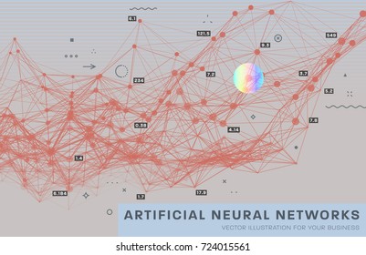 Infographic big data computing concept template. Artificial intelligence and machine learning with values visualization. Quantum system for business posters, placards, covers and presentations.