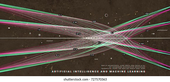 Infographic big data computing concept template. Particles digital field analytics with values visualization. Social network cloud for business posters, placards, covers and presentations.