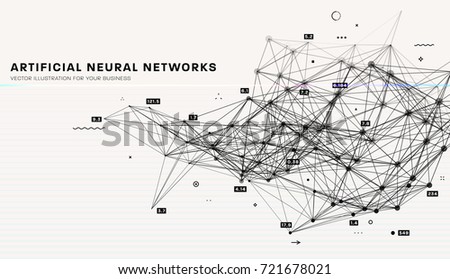 Infographic big data computing concept template. Artificial intelligence and machine learning with values visualization. Quantum system for business posters, placards, covers and presentations.