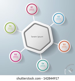 Infographic With Big Hexagon And Colorful Rings. Eps 10 Vector File.
