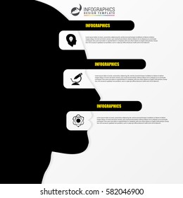 Infographic with black head on the white background. Vector illustration