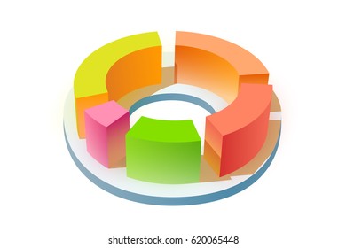 Infographic blank business template with colorful 3d round diagram on white background isolated vector illustration