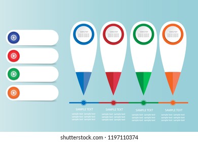 Infographic of blank labels, tracker map indicators and timeline ready for your text. 