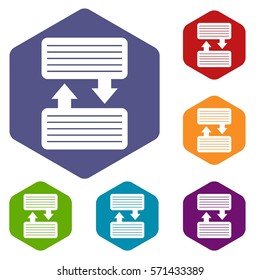 Infographic blocks with arrows icons set rhombus in different colors isolated on white background