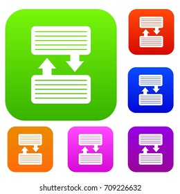 Infographic blocks with arrows set icon in different colors isolated vector illustration. Premium collection