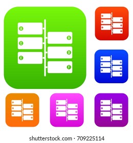 Infographic blocks on signpost set icon in different colors isolated vector illustration. Premium collection