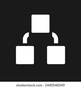 Infographic blocks pixel dark mode glyph ui icon. Visual materials. User interface design. White silhouette symbol on black space. Solid pictogram for web, mobile. Vector isolated illustration