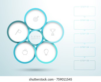 Infographic Blue 5 Step Interweaving Circle Diagram