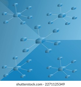 infographic, blue block pattern, Blockchain concept