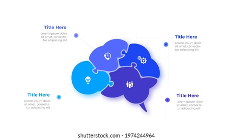 Infographic Brain Puzzle Design Template. Modern Vector Illustration. Concept Of 4 Steps Or Options Of Business Process.