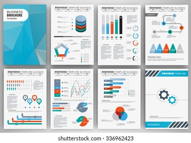 Infographic brochure elements for business and finance visualization. Set of infographic templates for flyer, presentation, print, website