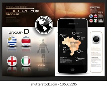 Infographic brochure, soccer cup, group D