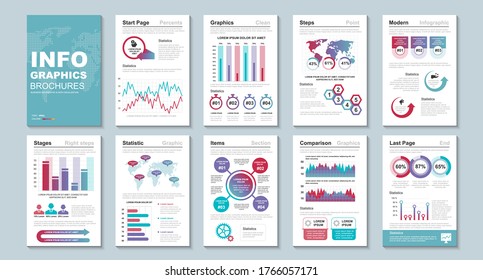 Infographic brochures data visualization vector design template. Can be used for info graphic, resume and cv, web, print, magazine, poster, flyer, brochure, annual report, marketing, advertising.