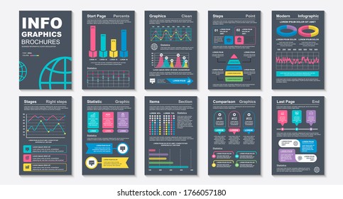 Infographic brochures data visualization vector design template. Can be used for info graphic, resume and cv, web, print, magazine, poster, flyer, brochure, annual report, marketing, advertising.