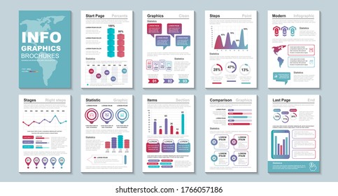 Infographic brochures data visualization vector design template. Can be used for info graphic, resume and cv, web, print, magazine, poster, flyer, brochure, annual report, marketing, advertising.