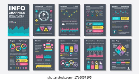 Infographic brochures data visualization vector design template. Can be used for info graphic, resume and cv, web, print, magazine, poster, flyer, brochure, annual report, marketing, advertising.
