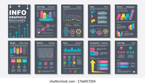 Infographic brochures data visualization vector design template. Can be used for info graphic, resume and cv, web, print, magazine, poster, flyer, brochure, annual report, marketing, advertising.
