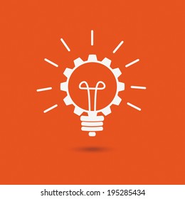 Infographic with bulb on the orange background. Eps 10 vector file.
