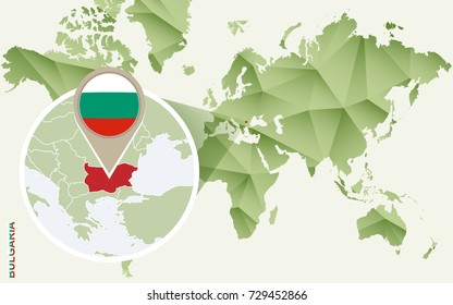 Infographic for Bulgaria, detailed map of Bulgaria with flag. Vector Info graphic green map.